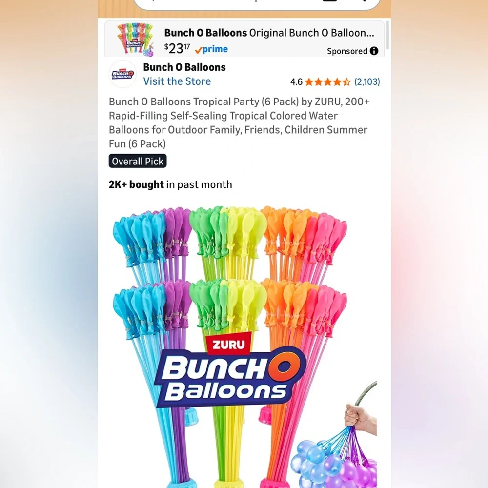 Bunch O Balloons Tropical Colored Water Balloons (6 Pack) new